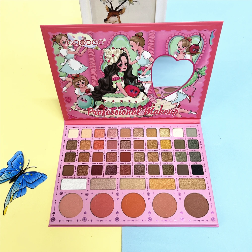 Cake Princess Pattern 50 Color Pearl Matte Highlighter Blush Multi-color Large Multifunctional Eyeshadow Palette Makeup Palette