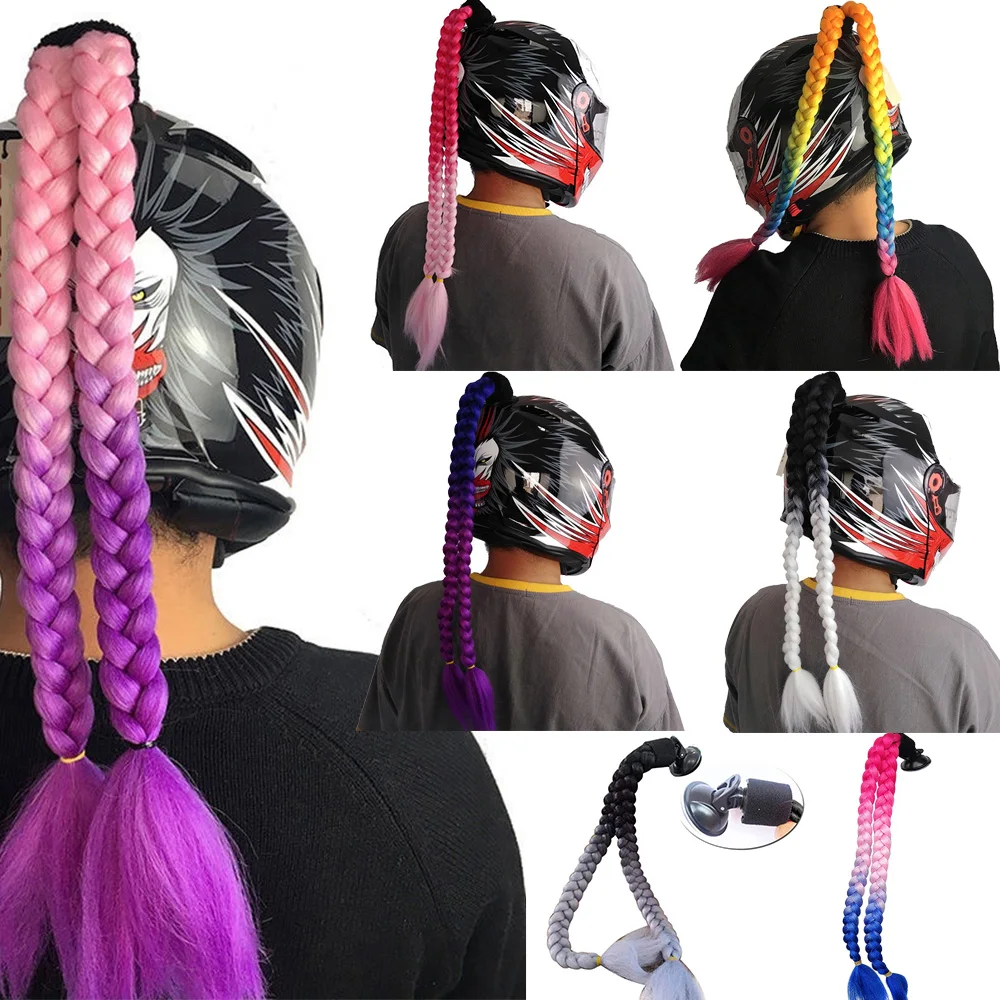 braids for motorcycle helmet HHongJM Pigtail Motorcycle Helmet Braids - High