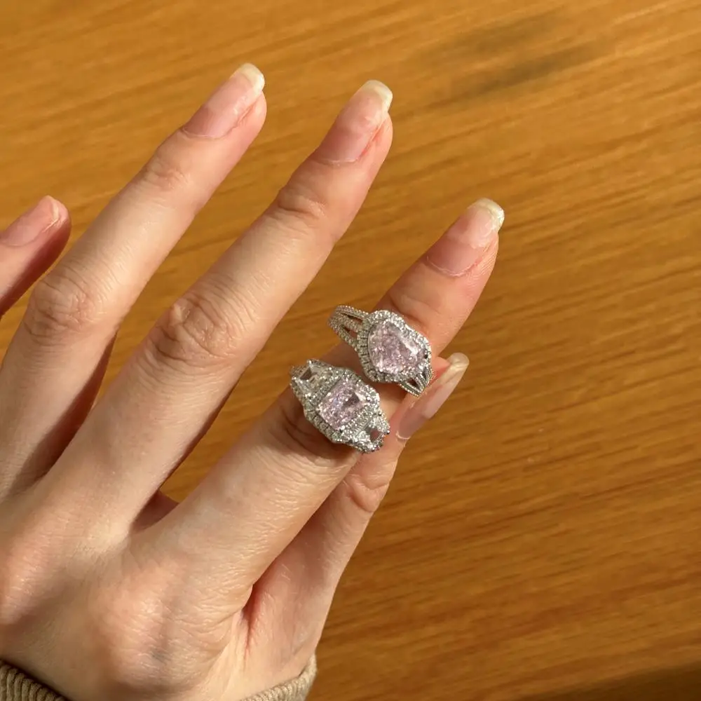 KAKODIY luxury high-end 925 sterling silver engagement women's pink Cubic Zirconia wedding 8A zircon ring detail 7