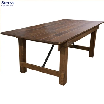 French Design Vintage Wood Farm Folding Dining Table