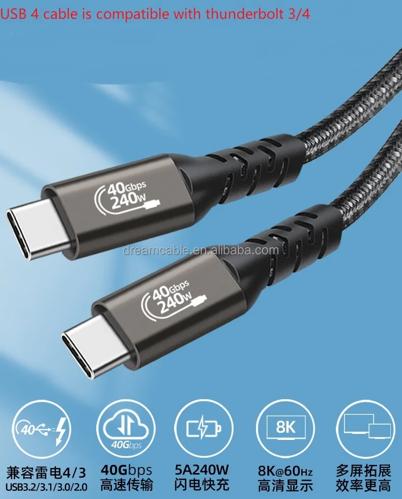 05m Usb 4 Cable Pd240w 40g Compatible With Thunderbolt 3 4 Buy Usb C