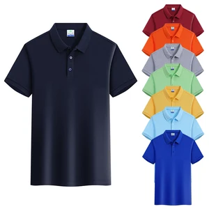 Custom Logo  Polo Shirts Moist Solid Color Breathable Summer Print Uniform Cotton Polo Shirt Short Sleeve Casual Men Shirts