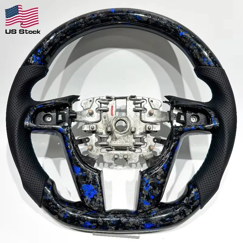 Forged Carbon & Perforated Leather Steering Wheel for Pontiac G8 / Holden Commodore VE-VF / Chevrolet SS – Blue Accents