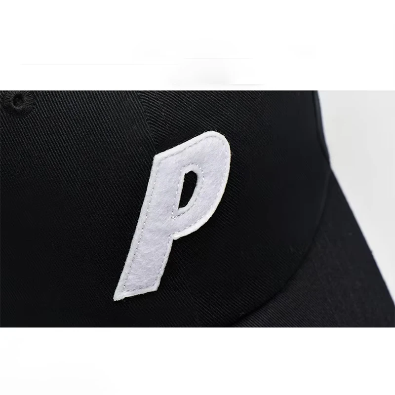 High Quality Custom Applique Patch Baseball Cap, New Trend P Letter 6 Panel Structured Classic Baseball Hat Gorra