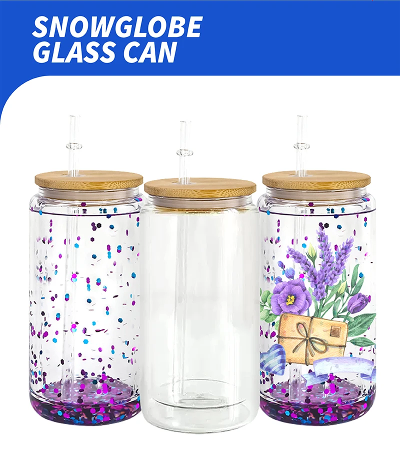 16 Oz Predrilled Snowglobe Glass Can Double Wall Sublimation Snow Globe
