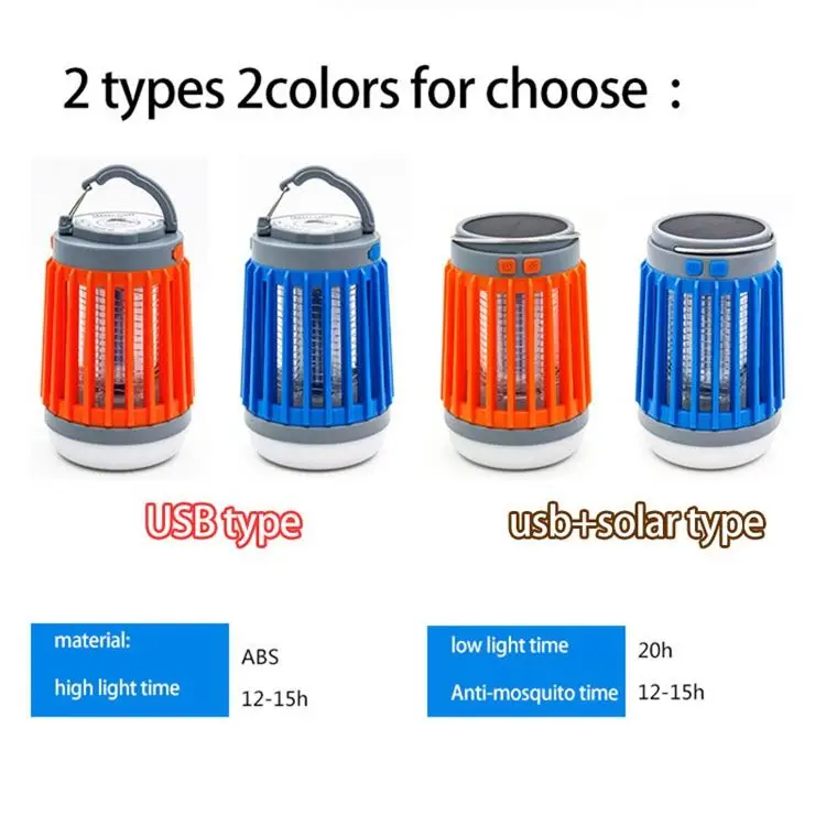 
 Портативная уличная ловушка для насекомых, ловушка для комаров, перезаряжаемая ловушка для насекомых со светодиодной солнечной подсветкой для кемпинга  
