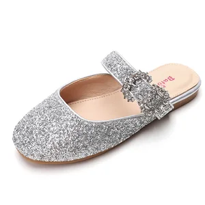 Wholesale Girls' Fashion Slippers Non-slip Flat Bottom Sequin Kids Sandal With Custom Logo