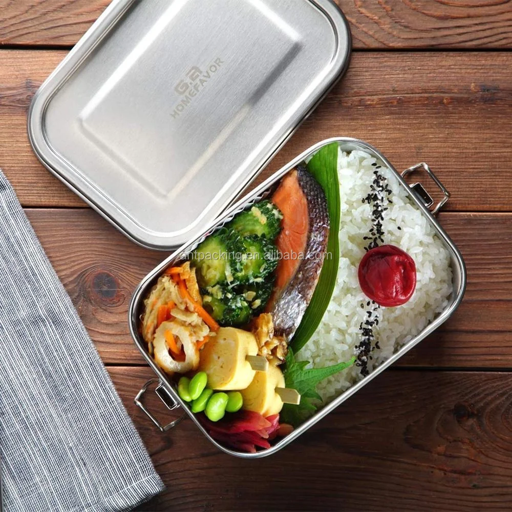LeakProof Food Container Bento Removable Silicone Seal and Lock Clips  800ml 1200ml 1400ml Stainless Steel Lunch Box