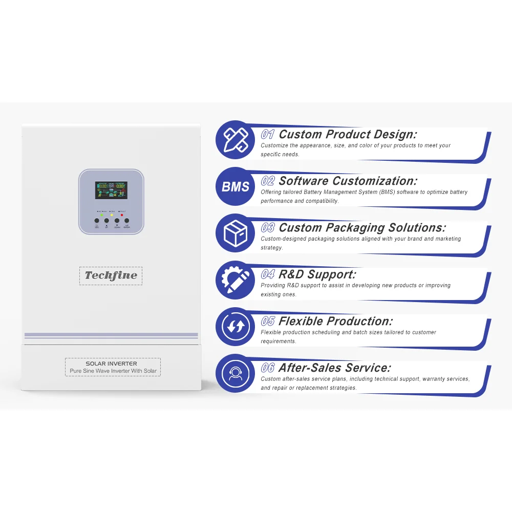 Techfine Factory Price 5kw 5.5 Kva 5 Kva Hybrid Solar Inverter 5 kw 5.5 kw 5000 Watt Pure Sine Wave on off Grid Inverter