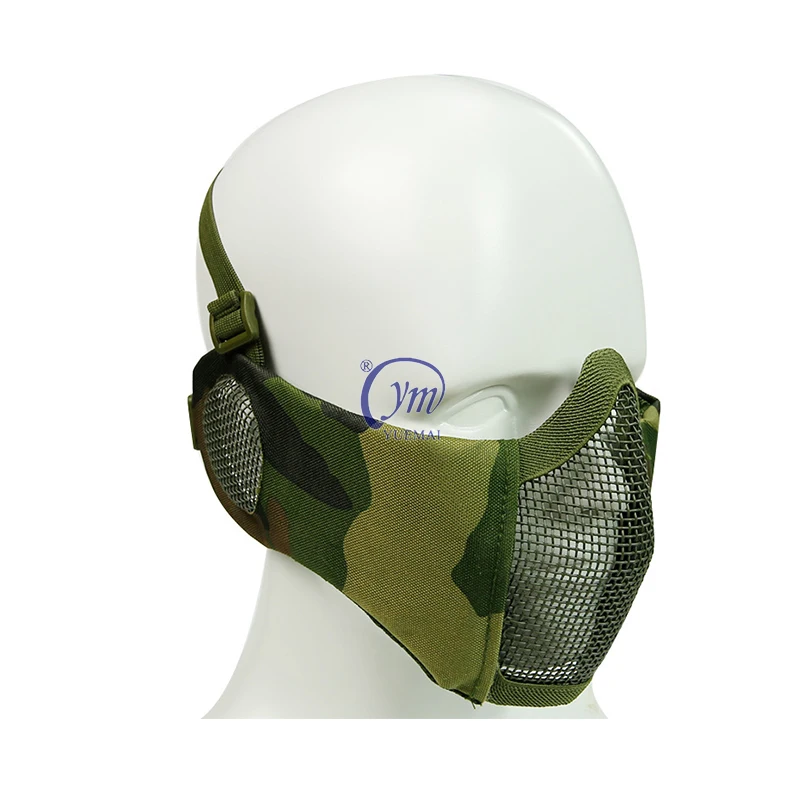 Outdoor Hunting Shooting Foldable Nylon Tactical Half Face Mesh Mask with Ear Cover Protection