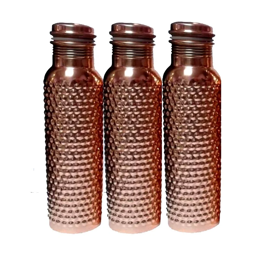 Large Funky Copper Metal With Modern Ticket Print Water Bottle Antique Copper Water  Bottle