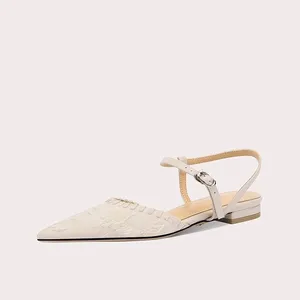 Women's Elegant Flat Sandals Pointed-Toe Cloth Upper Shoes for Dating Summer Fashion Pointed Toe Dress Shoes