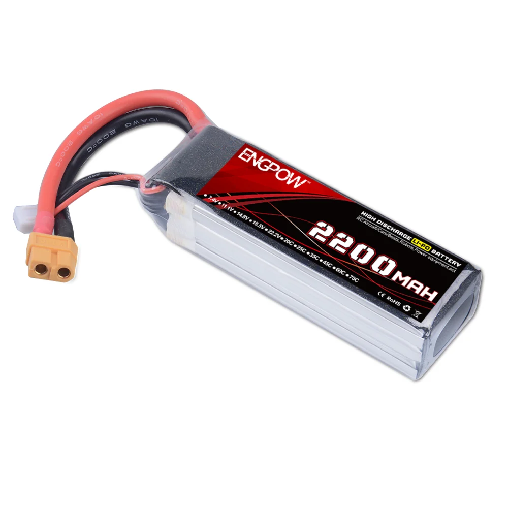 High Discharge Rate 14.8v 2200mah Rc Lipo Battery Rechargeable Drone