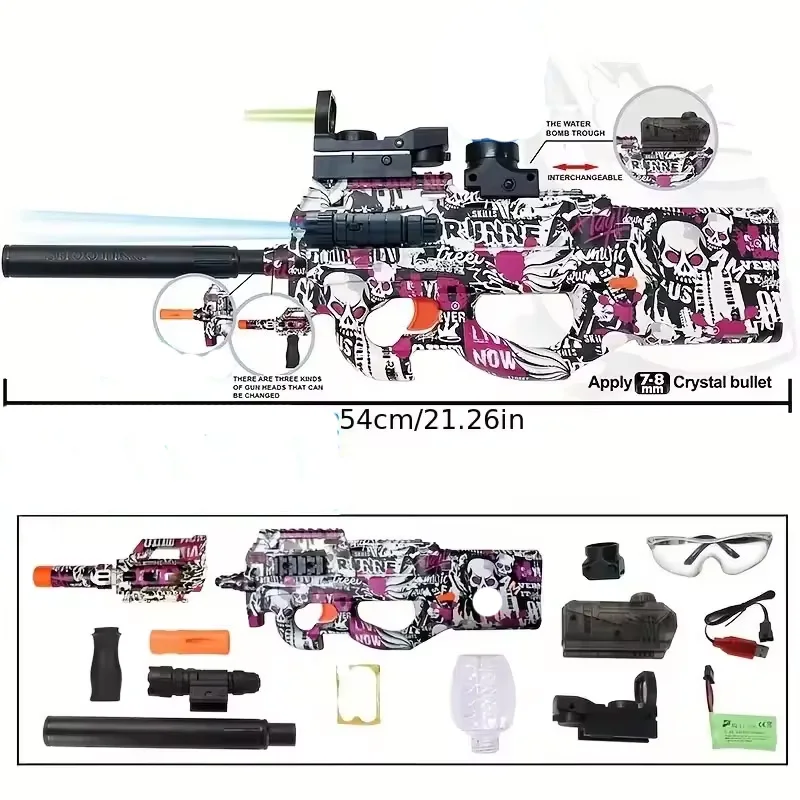 2024 Automatic Gel Splatter Blasters P90 Toy Gun Outdoor Shooting Games ...