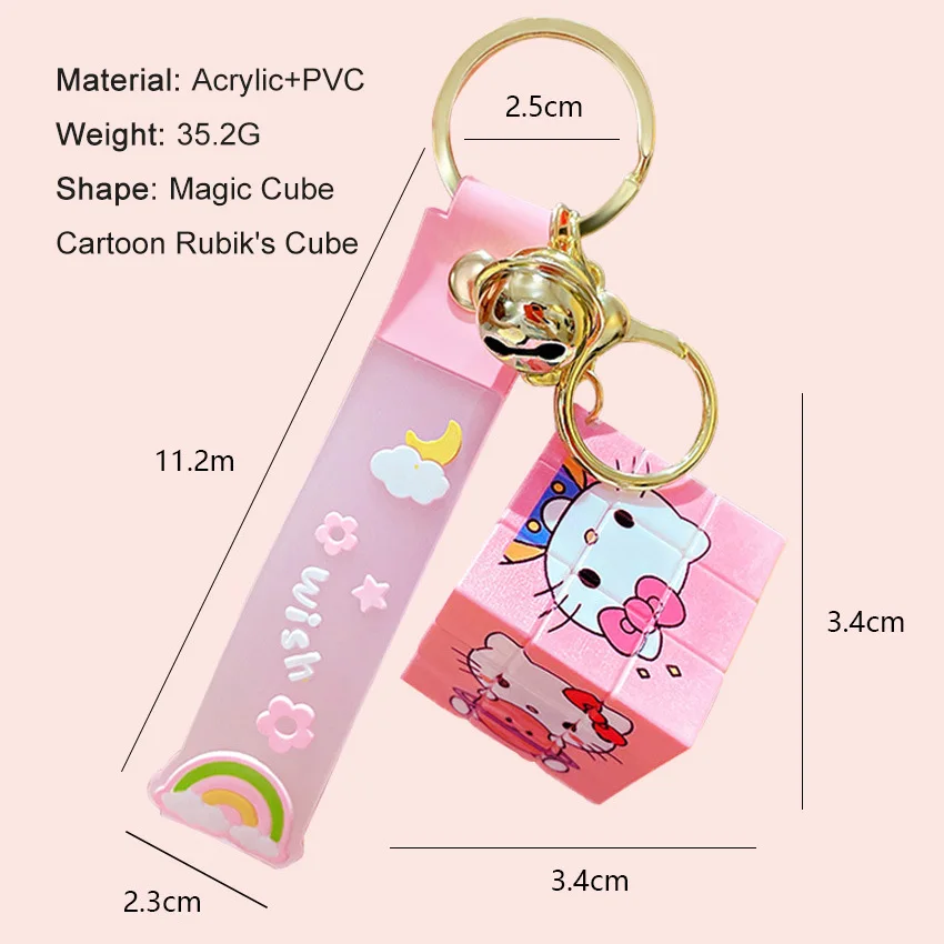 Acrylic Plastic Cartoon Rubik's Cube Key Chain Lobster Clasp Pvc Sanrio