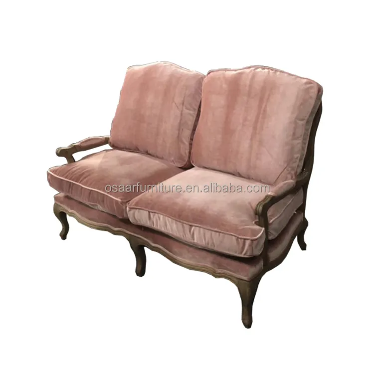 pink velvet two seater sofa