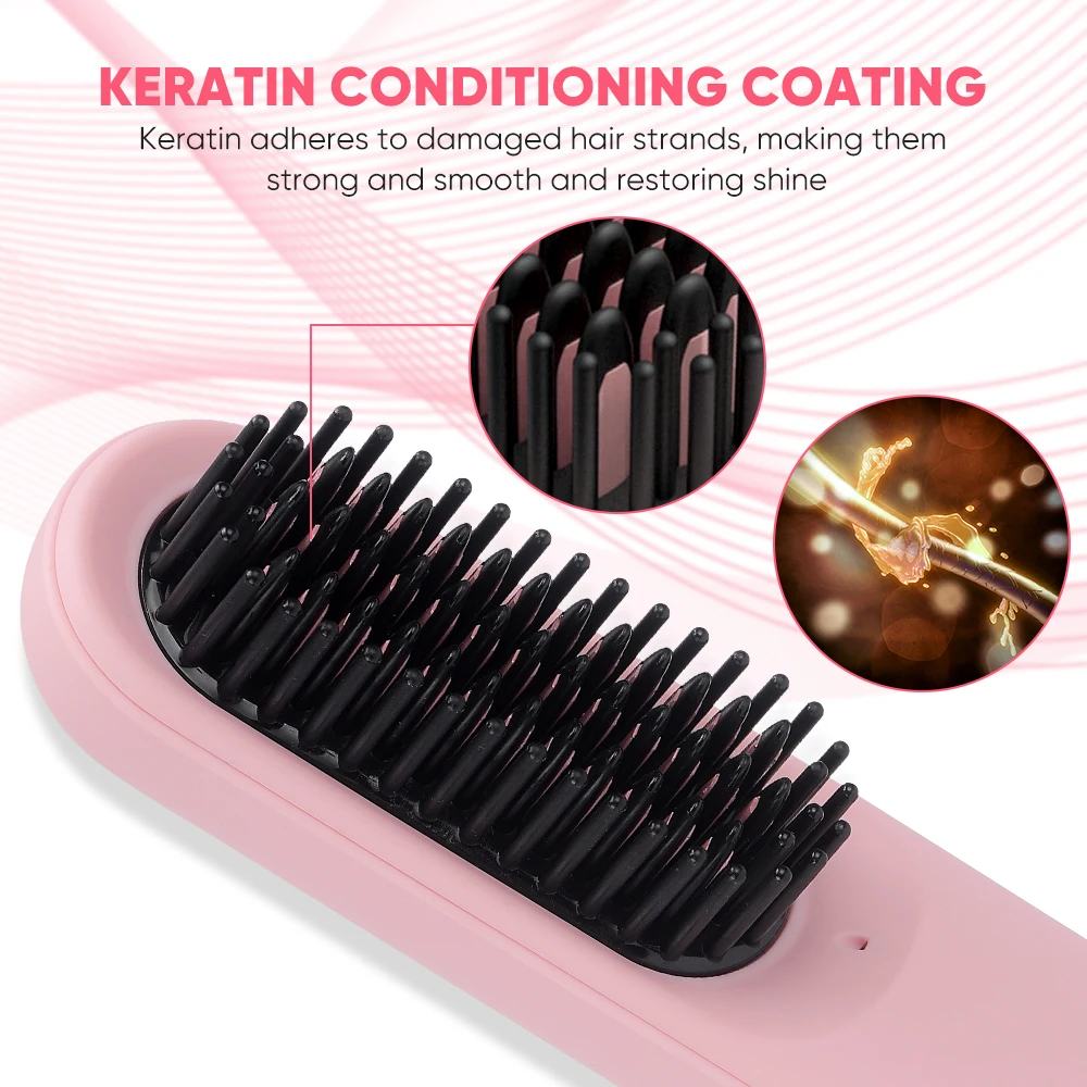 Professional Cordless Hair Straightening Brush Comb Electric