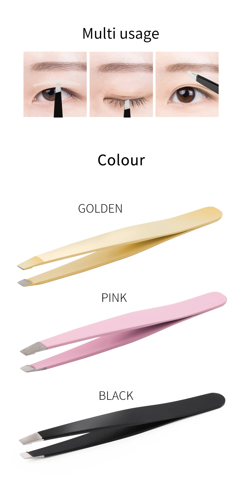 product chinese factory stainless steel eyebrow tweezers beauty tool colorful tweezers-5