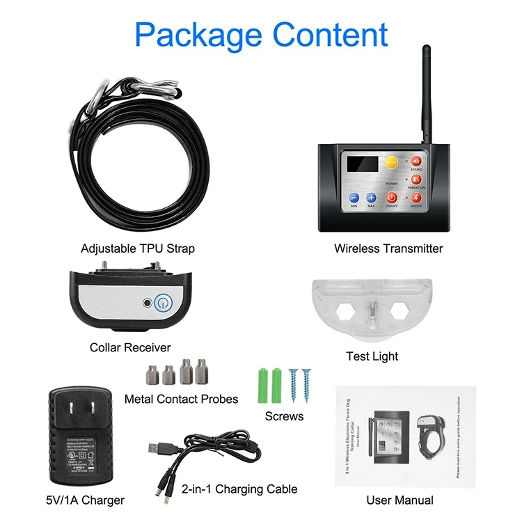 Водонепроницаемый ошейник для дрессировки собак 2 в 1 с дистанционным управлением электрическая ограда временная Беспроводная система ограждения тренировочными ошейниками