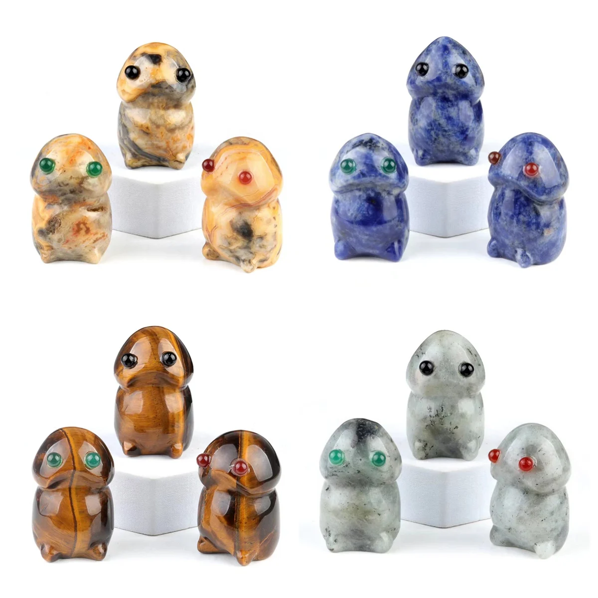 New Cute 25X40MM Natural Crystal Monsters Shaped Mixed Stones Carving  Crystal Crafts for Home Decoration
