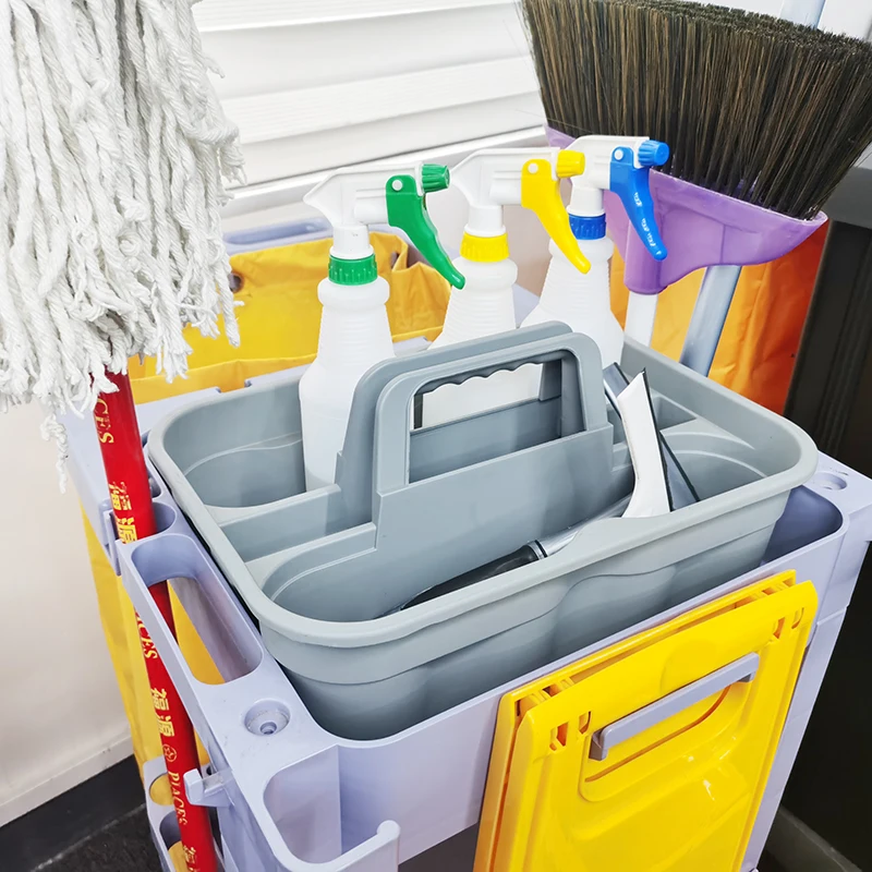 Plastic Portable Storage Organizer Serving Caddy  for Cleaning Supplies Plastic Caddy with Handle