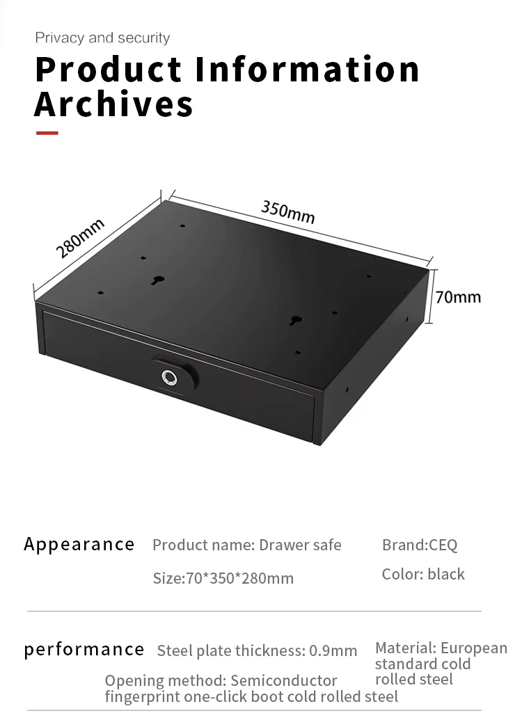 CEQSAFE Smart Hidden Furniture Secret Jewelry Money Digital Drawer Safe Box for Money supplier