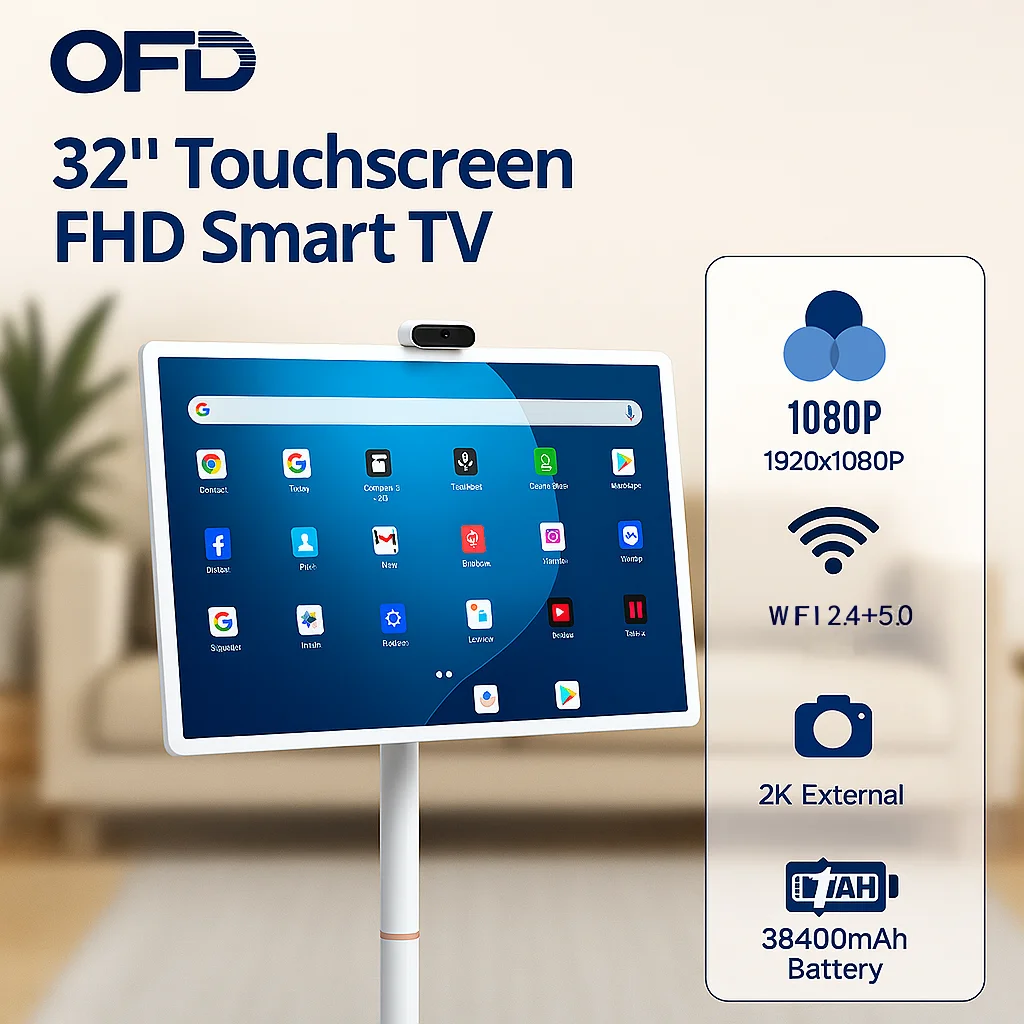 Factory Direct 32 Inch Portable Smart Television Rotatable Tablet PC with Battery All-in-One Android Display for Living Room