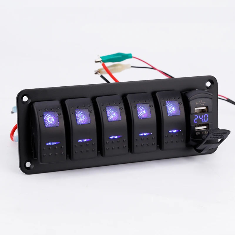 Amazon | RMQJXN 12V 車用マリンスイッチパネル ボート 5