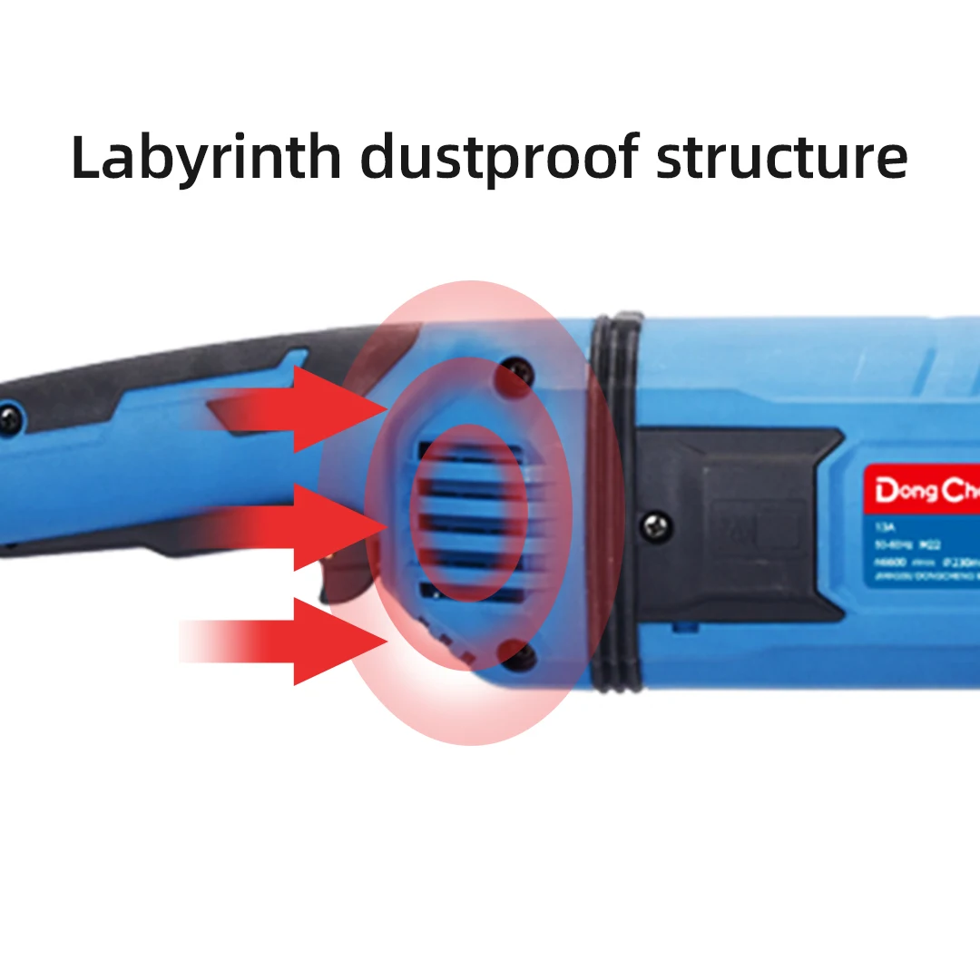Dongcheng Grinding Tools 13A Power Input 230mm Angle Grinder With Dual Vibration Absorbing System