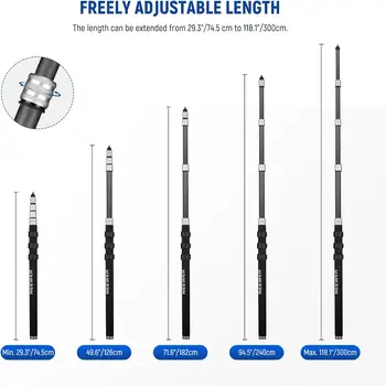 NEEWER Upgraded 300cm Telescopic Carbon Fiber Mic Microphone Boom Arm with 5 Sections detail image