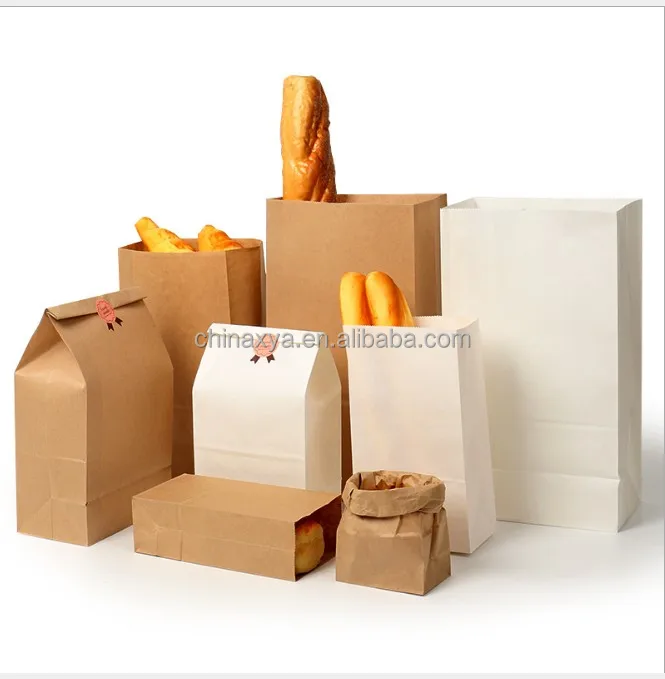 Custom kraft paper bag LOGO Printing bread bag,degradable food grade packaging bags supplier