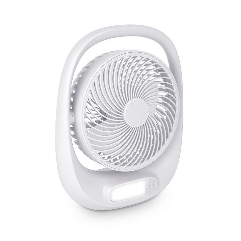 7-Inch Table Desk Fan Light Portable Type-C Rechargeable Fan Home Car Outdoor Use 3 Wind Speed 5V Electric Power Made Plastic