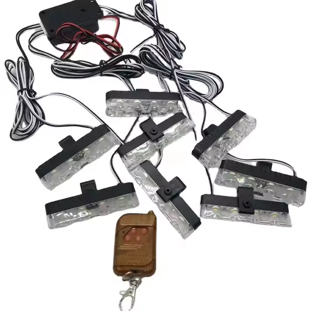 12V Led Car Grilles Light  Wireless Remote Flashing Warning Light Car Emergency Light
