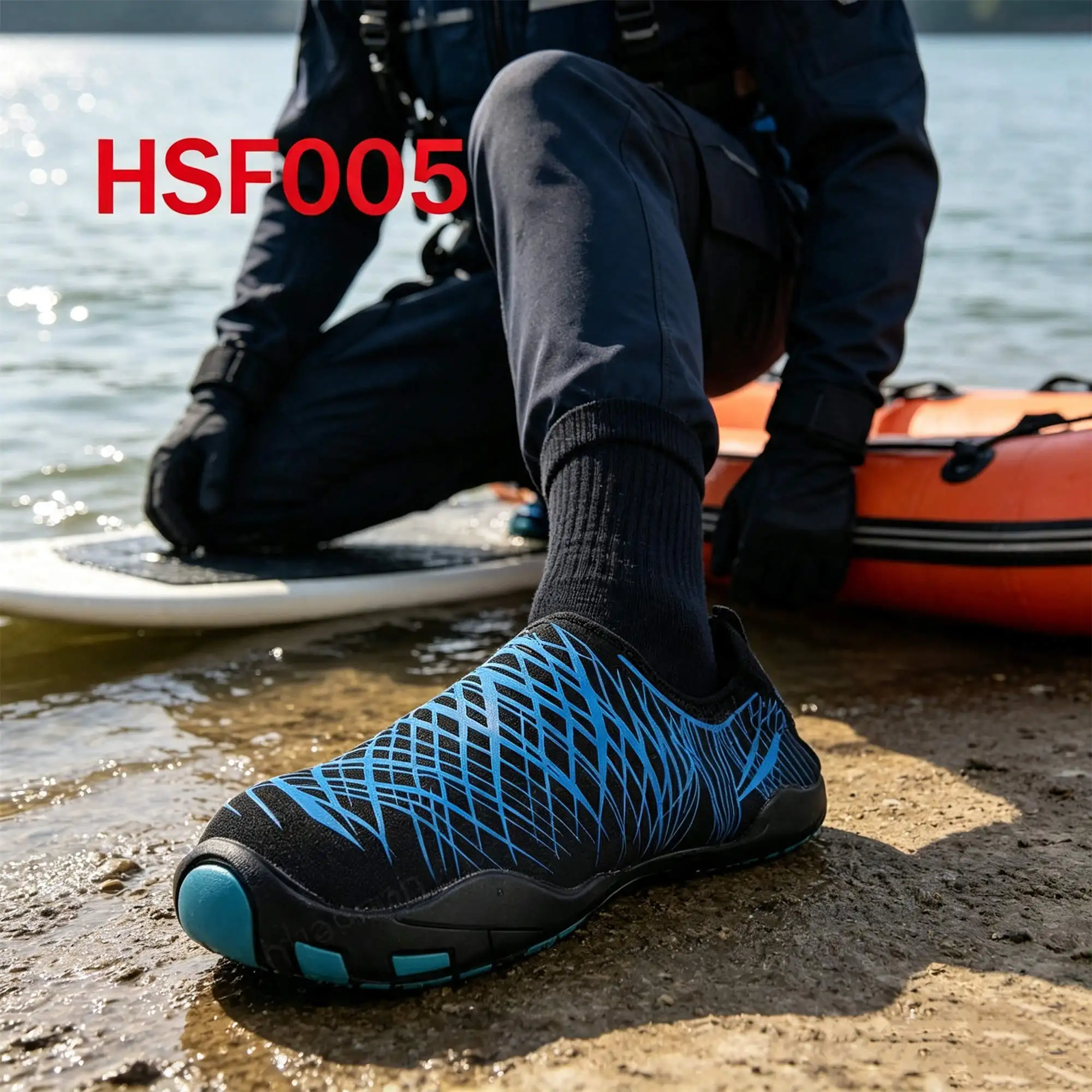 ZYF,Anti-skid Rubber Sole Easy Wear Blue Hua Singh Swimming Shoes Paddle Boarding Quick Drying Fabric Barefoot Shoes HSF005