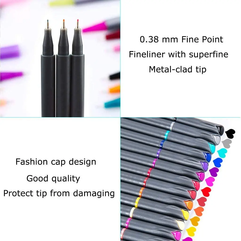 Fineliner Color Pens Set, Fine Tip Pens, Porous Fine Point Makers Drawing Pen, Perfect for Writing in Bullet Journal and Planner - Style 1