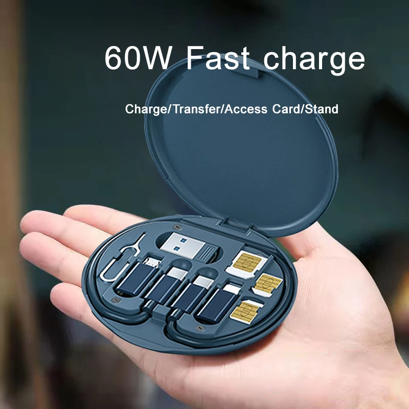 5 In 1 Universal Mobile Phone Charging Kit 60w Portable Phone Charger Usb Data Cable Phone