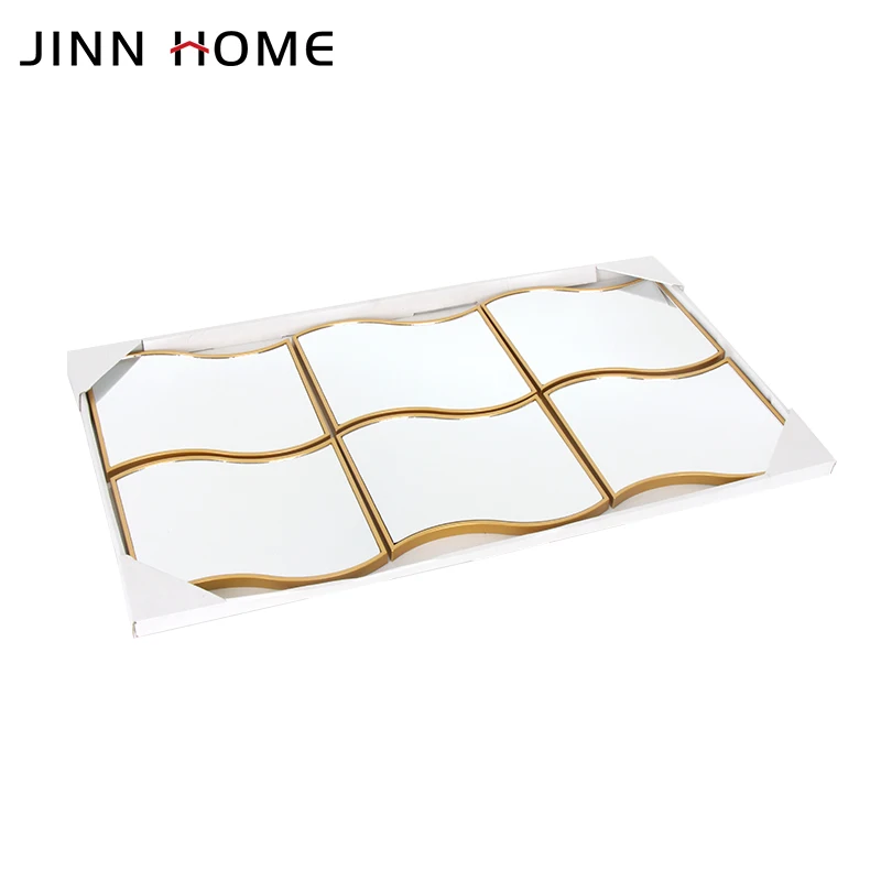 Modern Wavy Shape DIY Self-Adhesive Glass Mirror Wall Art Sticker Decorative for Living Room