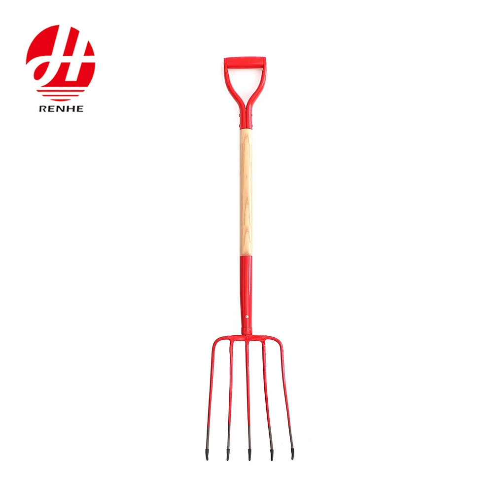 product high quality farm tools metal head fork with wood handle-2