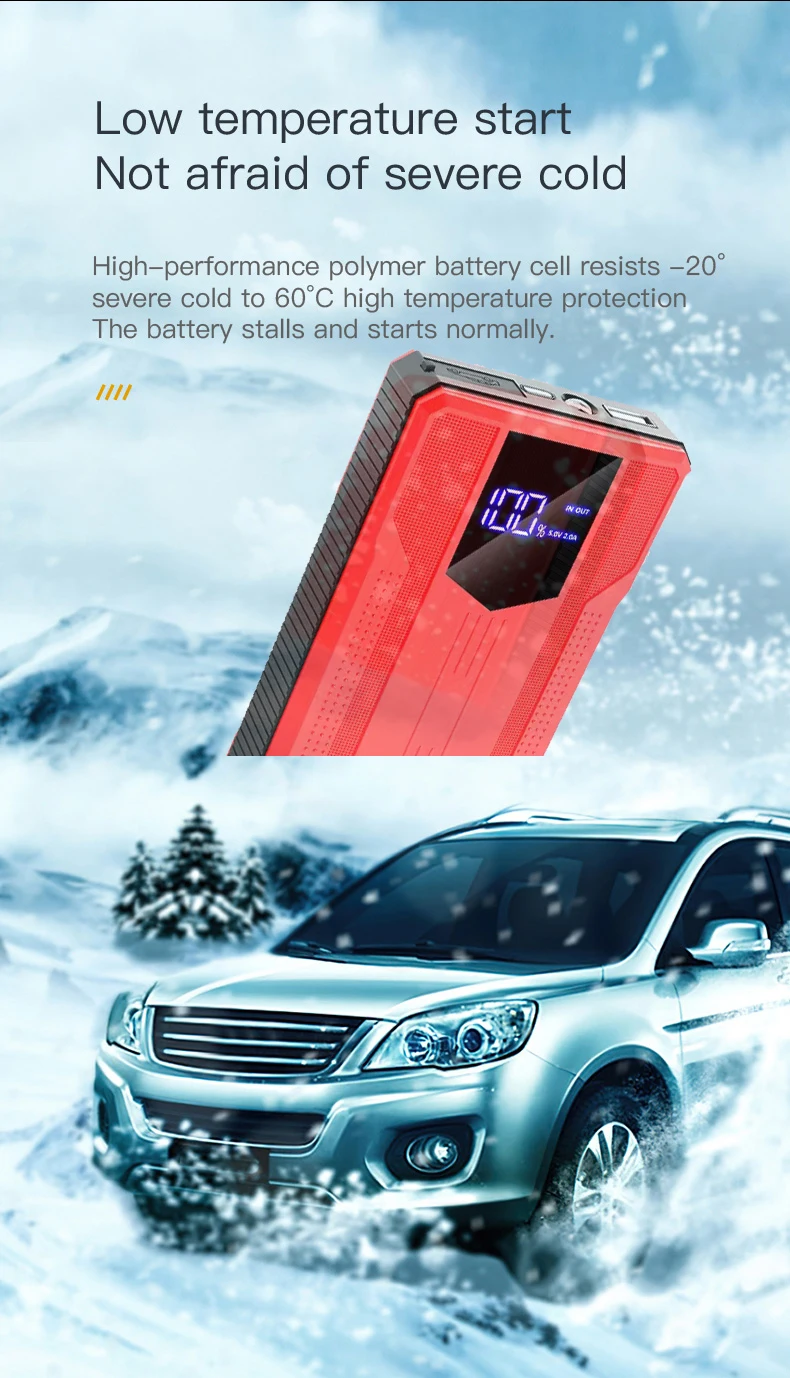 BR 2025 High Power Portable JumpStarter Emergency Multi-Function 12V Car Battery Charger for Gasoline Vehicles As Emergency Tool