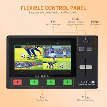FEELWORLD L2 PLUS Live Video Switcher 5.5" Touch Screen Video Mixer PTZ, Chroma Key USB Fast Streaming Custom Boot Bulk Orders detail image