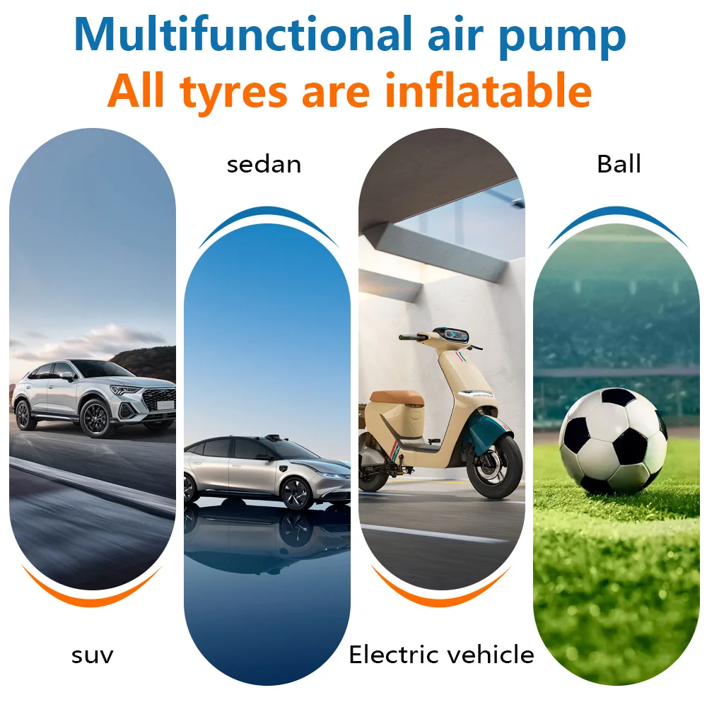4000mAh ABS Car Portable Mini Tyre Air Compressor Digital Pressure Gauge LED Display Emergency Light Automatic Tire Inflator - view 5