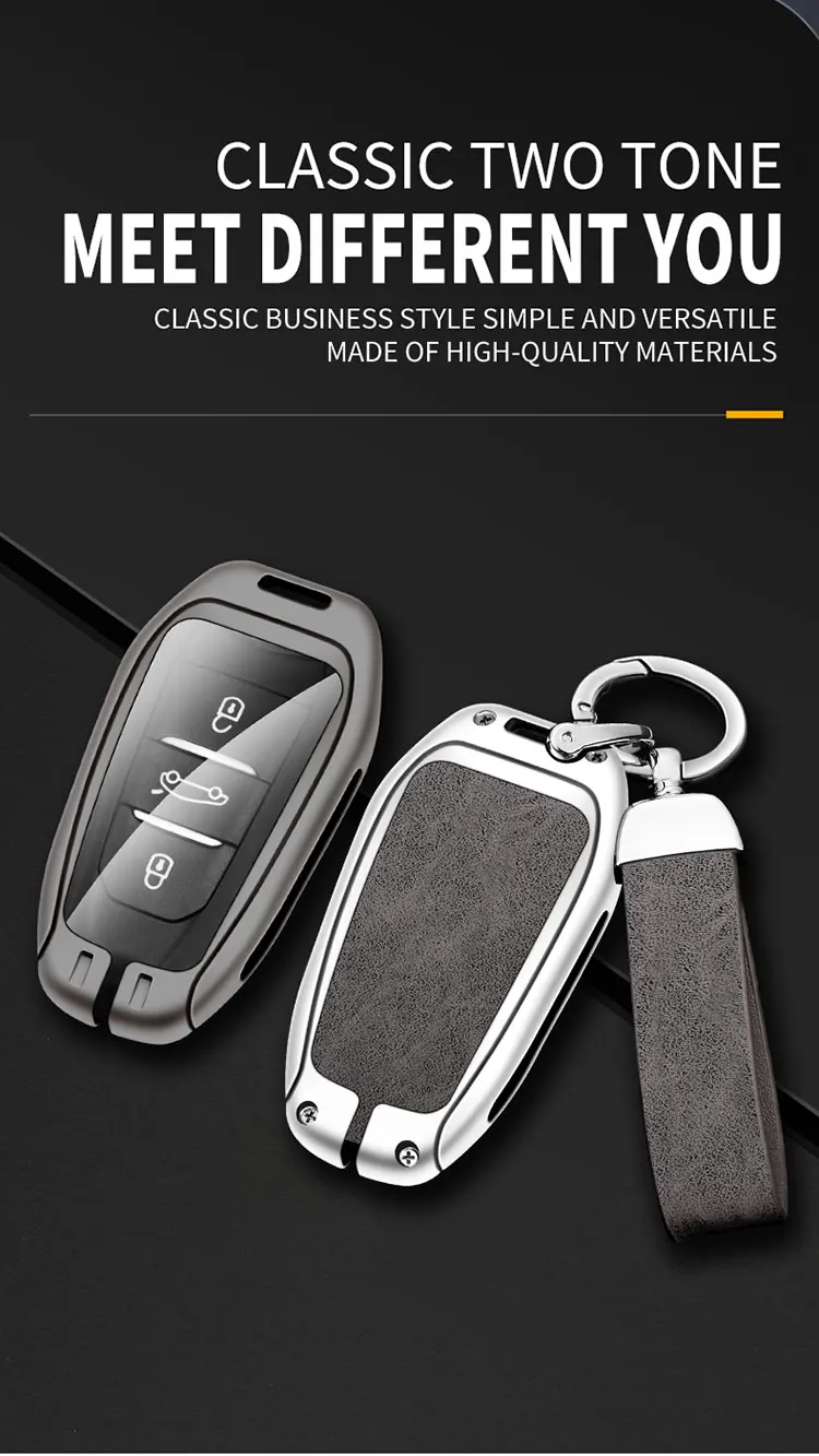 Metal Custom Car Logo Key Case Cover For Peugeot 208 308 408 508 2008