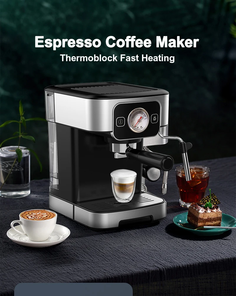 Home Commercial Cafetera Semiautomatic Expresso Italian Milk Frother