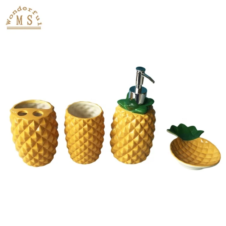 4 piece ceramic bathroom sanitary vanity sets home and hotel accessories pineapple shape design with customerized color offered