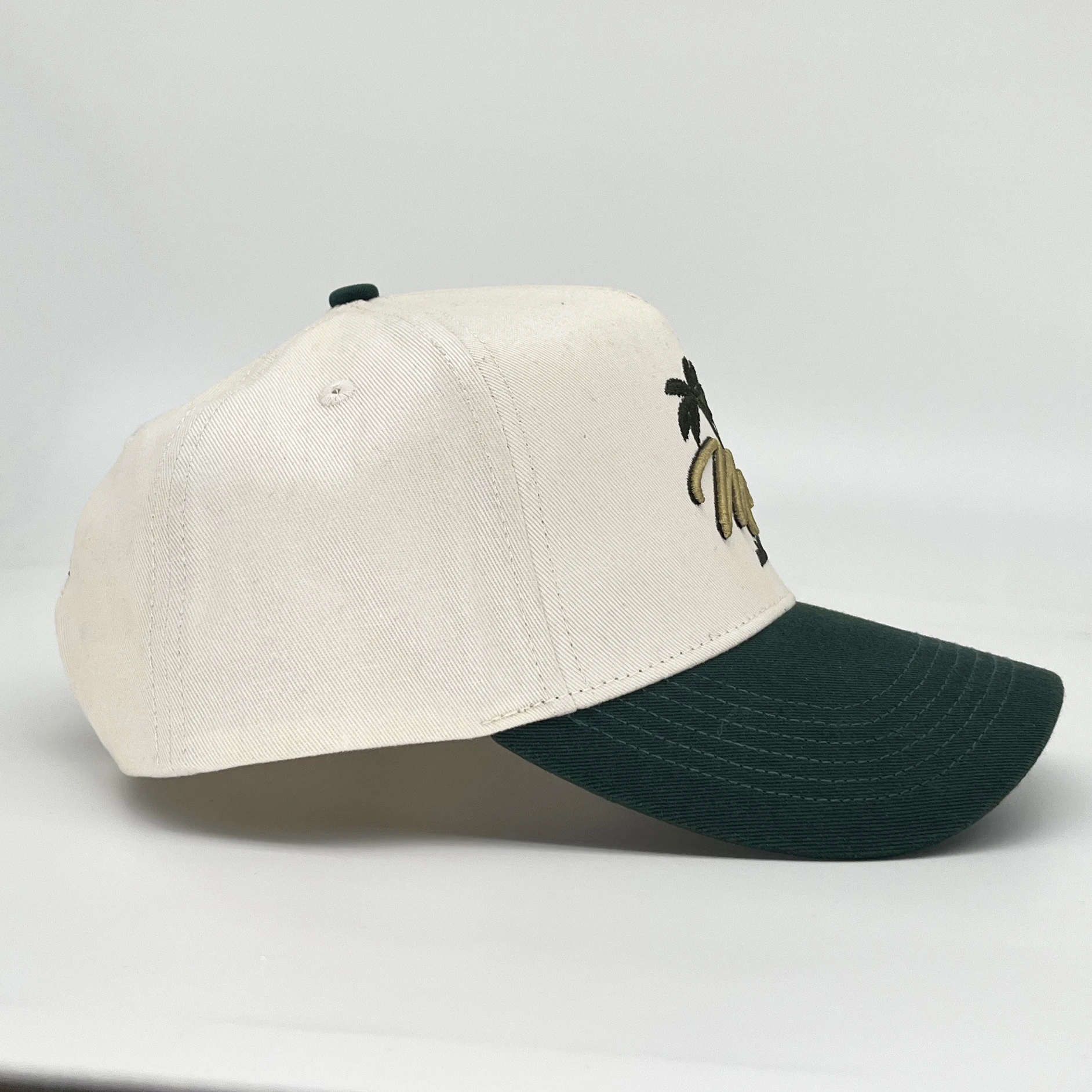 Custom 5 Panel Green Underbrim Color Cotton Dad Hat Mens Sports Gorras