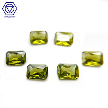 Rarity Top quality Rectangle Olive Green Cz Stone Manufacturers Gemstone Loose 5a Cubic Zirconia