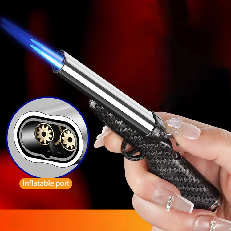Creative Double Blue Flame Shotgun Lighter Butane Gas Windproof Gun