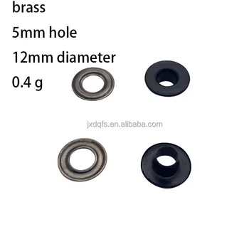 5 mm inner hole flat surface brass grommet eyelets enlarge width 12 mm diameter brass material plating to black color