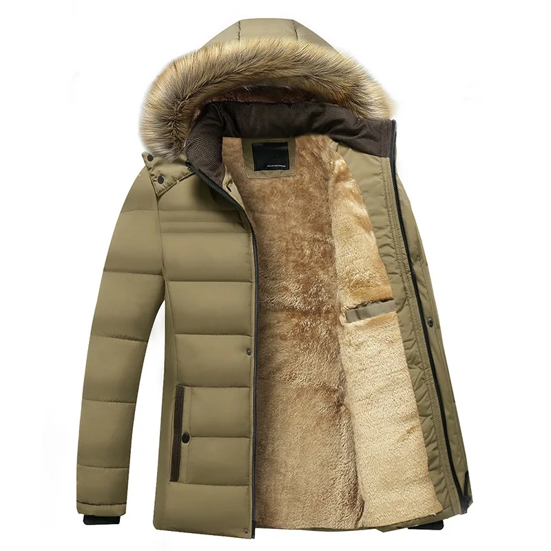 Winter Warm Thick Fleece Waterproof Hooded Fur Collar Parka Jacket Coat Autumn Fashion Casual Parkas Men_voghion.com