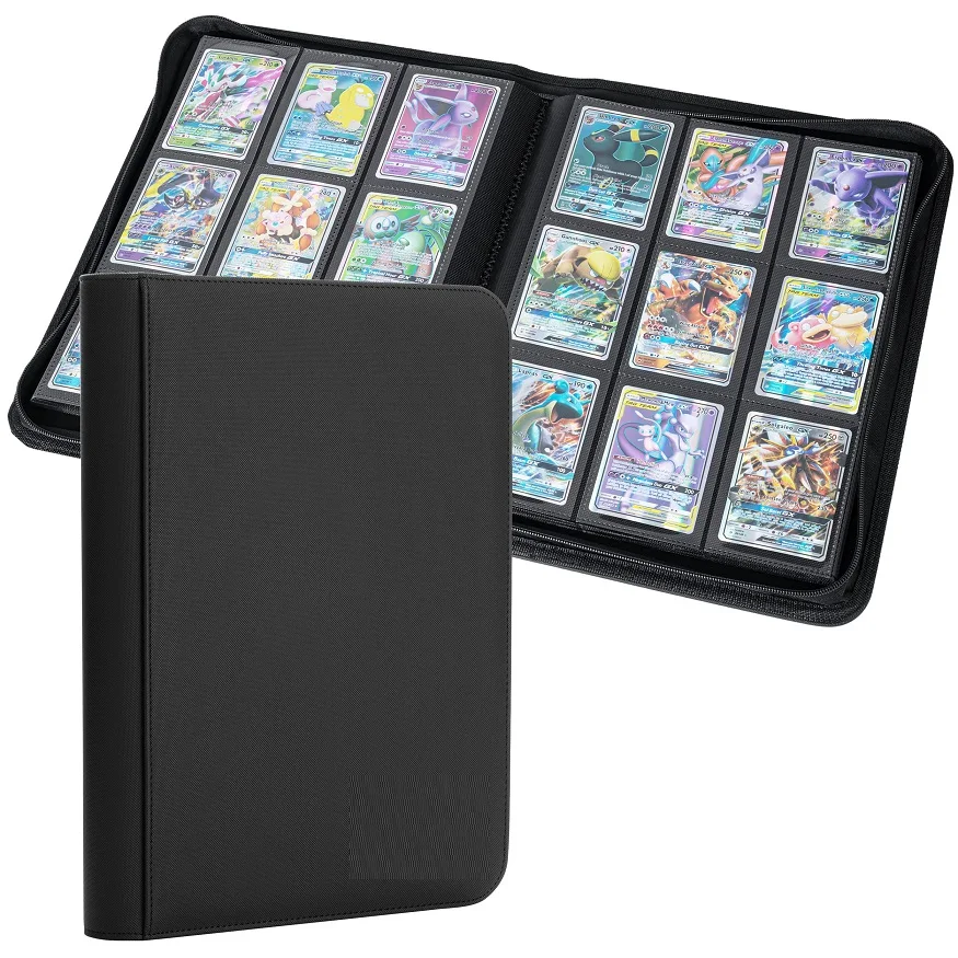250 card binder Customizable PU Leather Trading Portable Toploader Card Album Collection Holder for Trading Photos Built for daily use and long Trading Card Binder 9-Pocket –